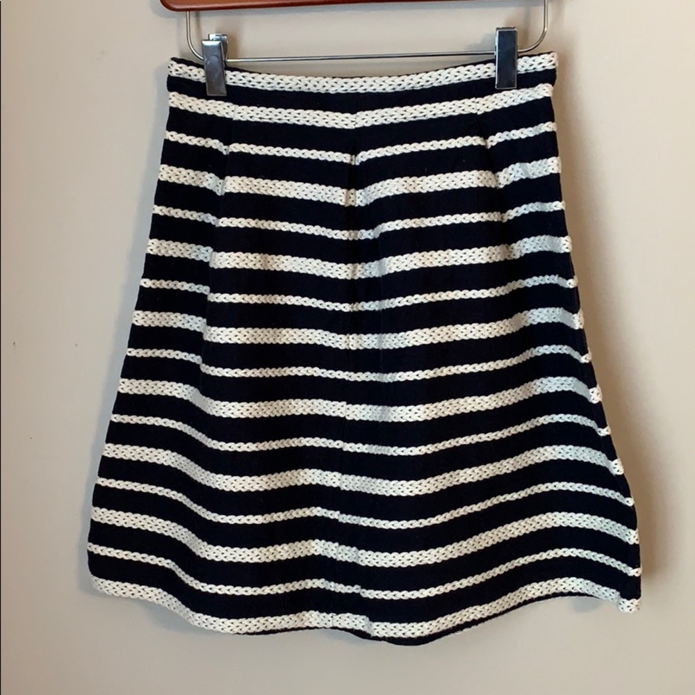 Blue & White Striped Midi Skirt